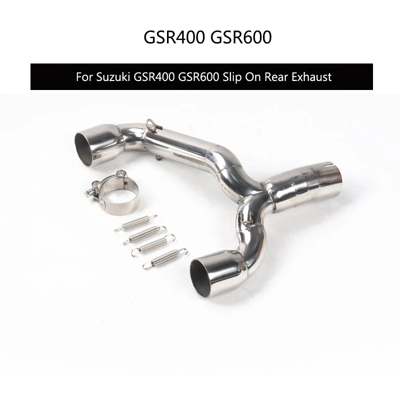 For Suzuki GSR400 GSR600 Exhaust Pipe Slip On Rear Muffler Motorcycle Mid Link with Left Right Silencer 51 mm | Автомобили и