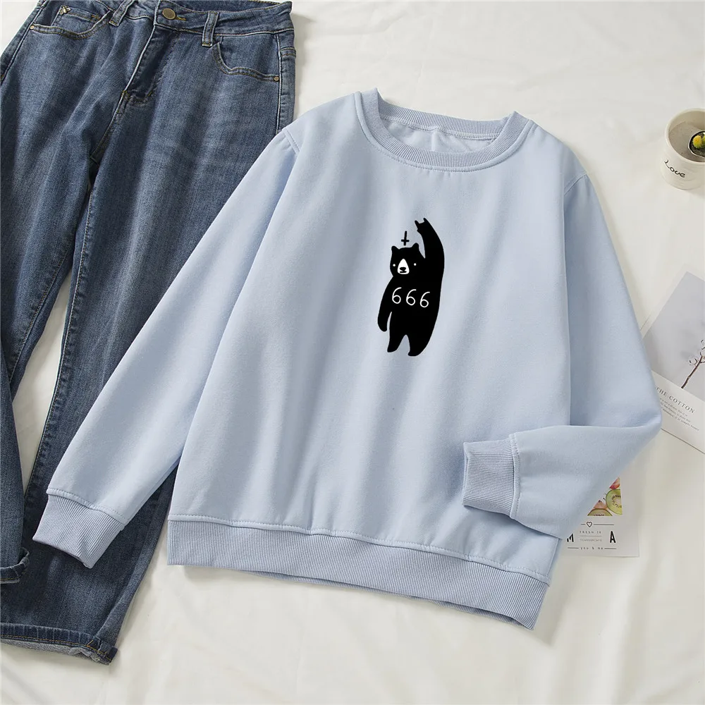 Hoodies Punk Hoodie Gothic Cute Black Bear Vintage Aesthetic Thicken Cotton Sweatshirt Womens Oversized Kawaii Women Sweetshirts