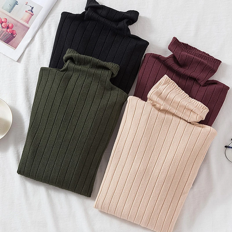 

Осенне-зимний женский свитер, модная водолазка, однотонный Повседневный женский свитер, облегающий женский свитер для компьютерной вязки