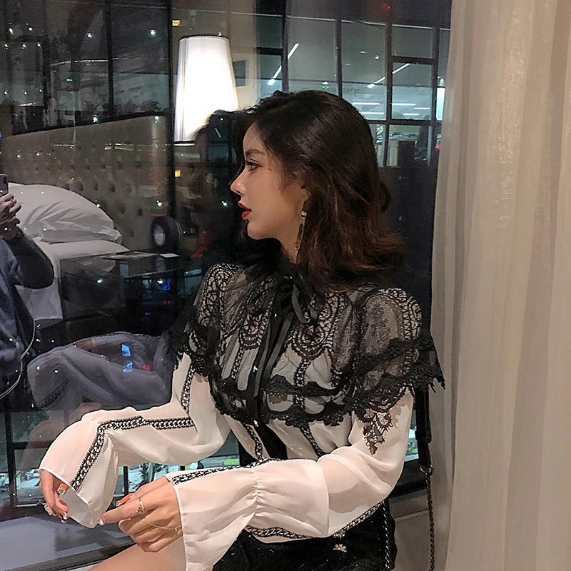 Темпераментная Женская одежда блузки модные женские шифоновые рубашки со