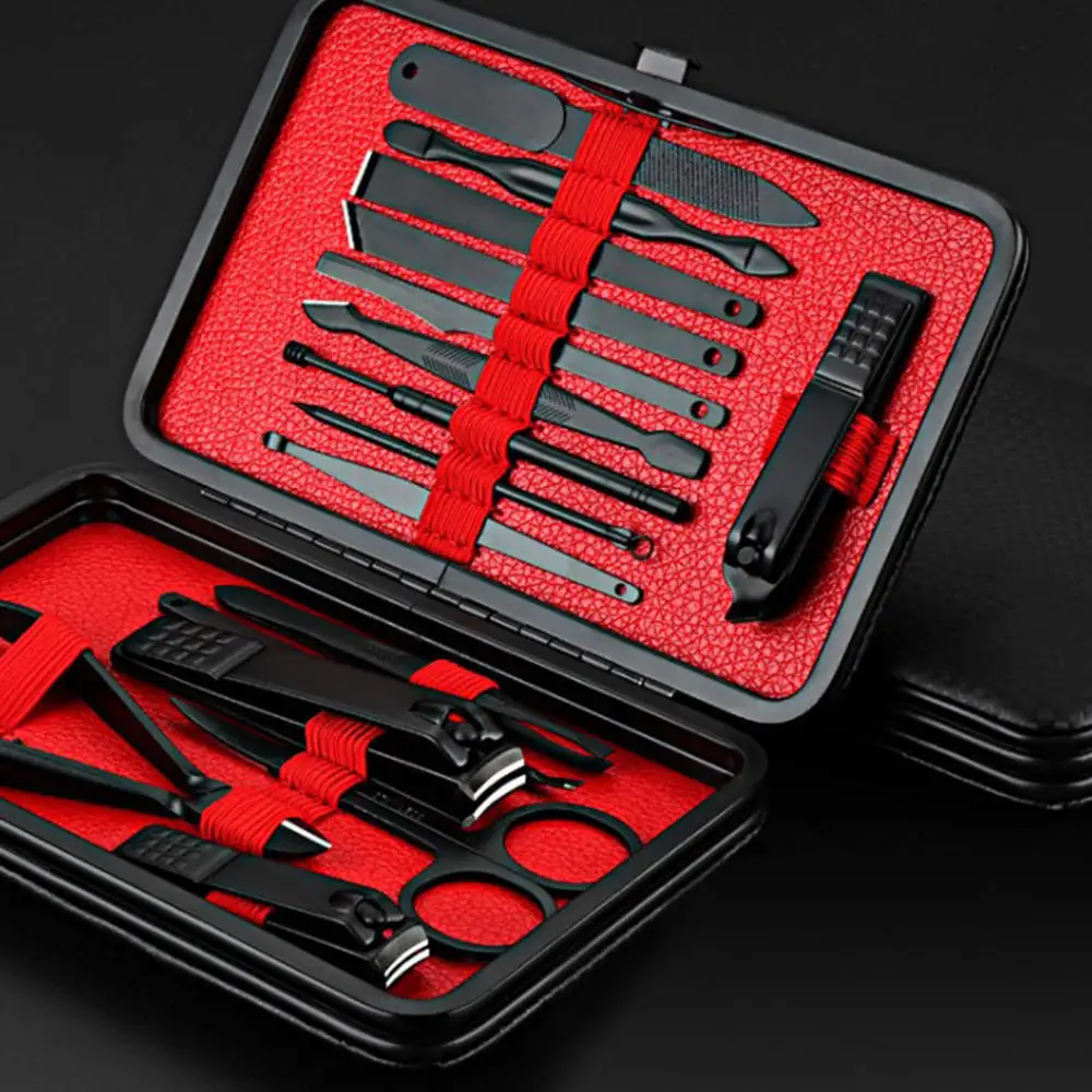 

16Pcs Stainless Steel Manicure Set Nail Kit Nail Art Tools Tweezer Dead Skin Scissors Pedicure Care With Pusher Nail File Polish