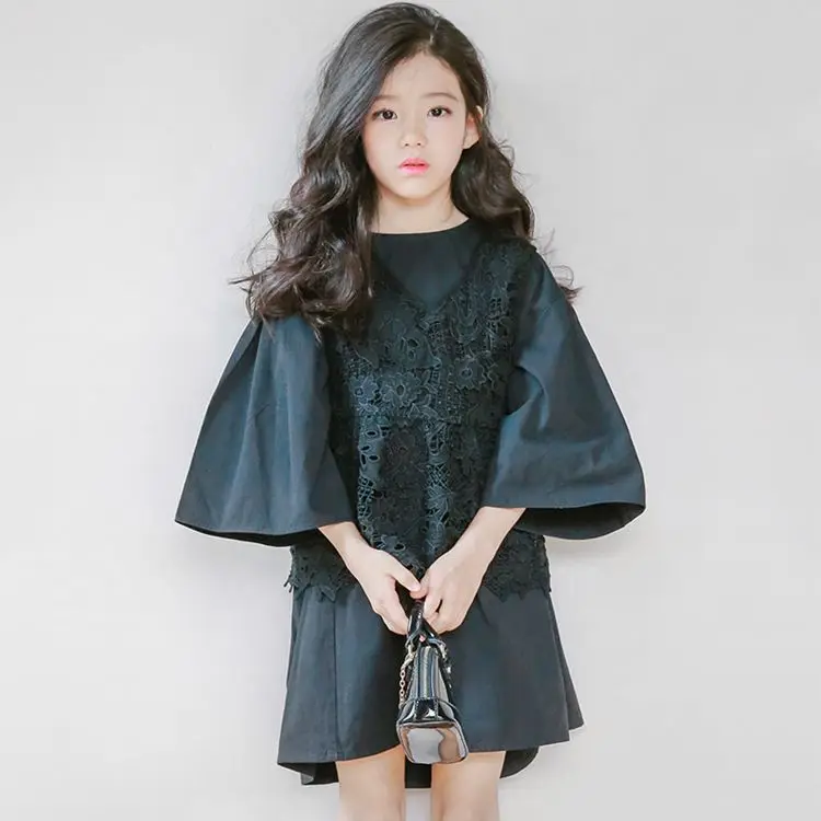 Платье с длинными рукавами для девочек Осеннее свободное Повседневное платье