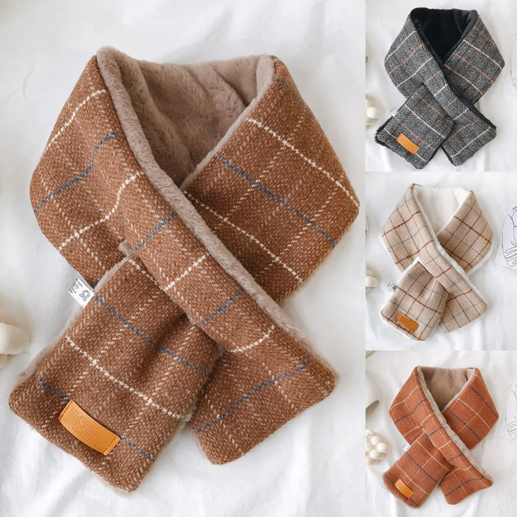 Модное зимнее пальто для женщин плюшевый шарф плед принт верхняя одежда теплый