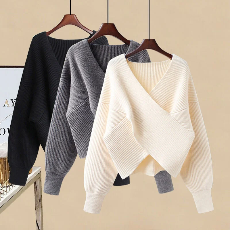 Women's Knitting Solid Color Pullovers Long Sleeve Sweater Or Slim Skirt Or Suit Autumn Winter Casual Simplicity Dress New