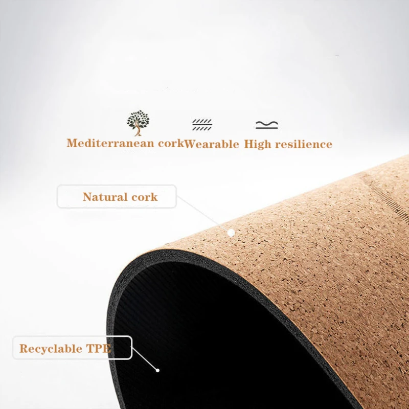 183X61cm 4 мм TPE натуральный пробковый коврик для йоги нескользящий утолщенный фитнес