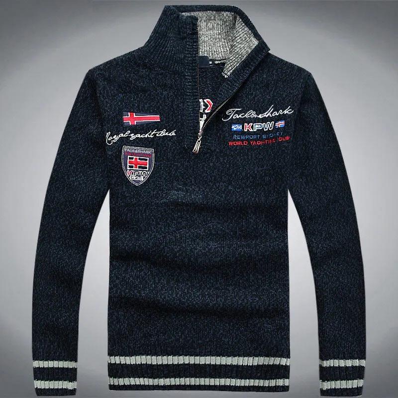 Мужской повседневный вязаный свитер из 100% шерсти на осень/зиму | Мужская одежда