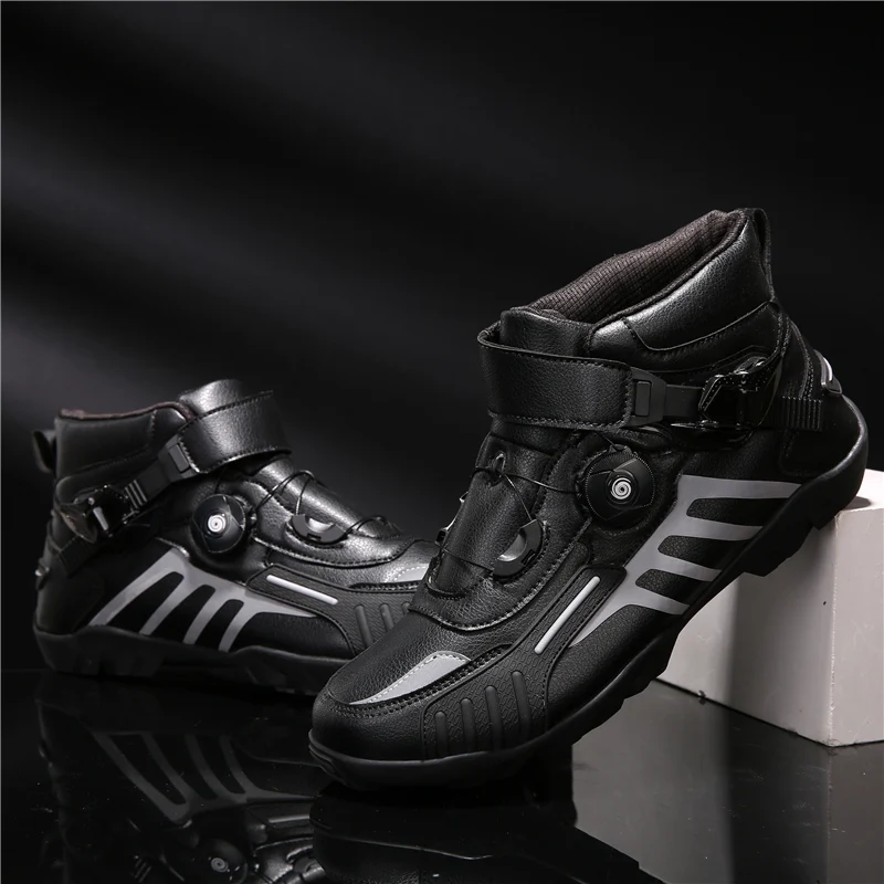 Мужские Нескользящие мотоциклетные ботинки высокие дышащие для езды на