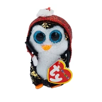 new 4 inch 10 cm ty big eye plush pea plush animal sequins red hat penguin pendant collection doll child birthday christmas gift
