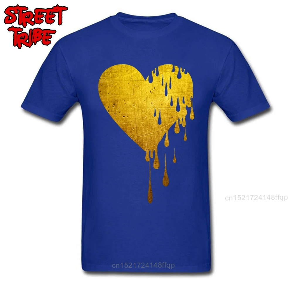 Heart T-shirt Print Men Punk Tshirts Vintage Tops Cotton Clothes Lover Tee 2018 Newest Bleeding Gold Short Sleeve T Shirts | Мужская