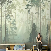 beibehang custom nordic modern wallpaper minimalist landscape forest woods photo mural wall paper for living room tv background