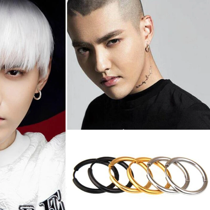 Круглые мужские серьги из титановой стали ювелирные изделия аксессуары