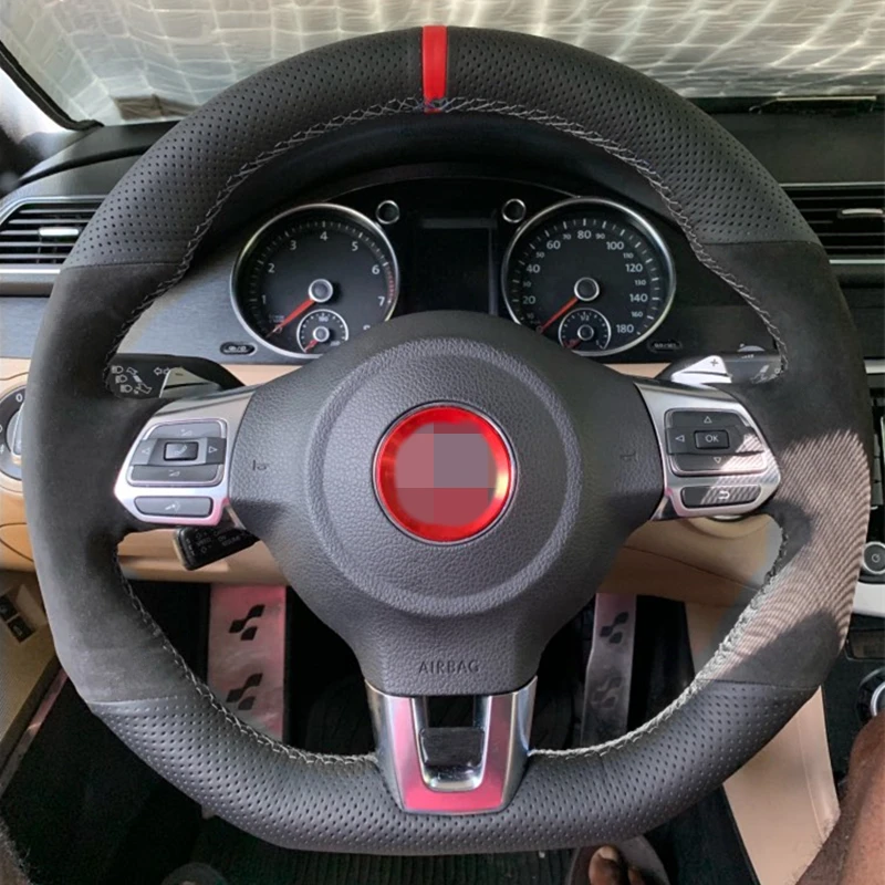 Черный замшевый кожаный брикет для Volkswagen Golf 6 GTI MK6 VW Polo Scirocco R Passat CC Line 2010|Чехлы на