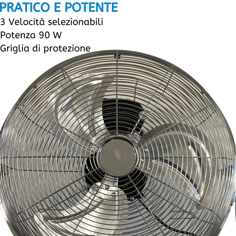 VENTILATORE A PAVIMENTO DA TERRA IN ACCIAIO CROMATO REGOLABILE 3 VELOCITA' 90W|Портативная вешалка| |