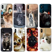 lovely cat soft phone shell case cute kitty mobile cover for iphone 11 pro xs max x xr se 2020 12 mini 7 8 6 6s plus 5s 10 coque