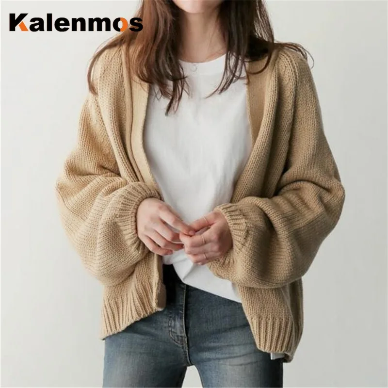 

Sweater Women Cardigan Patchwork Thick Autumn Winter Fall Long Sleeve Korean Japan Wool Streetwear Francais Women Sweater