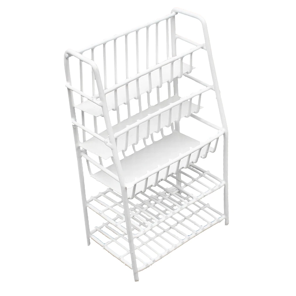 

1/12 Dollhouse Miniature Metal Magazine Rack Bookshelf Furniture Accessories