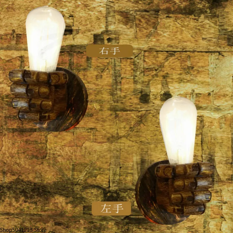 Промышленный настенный светильник в виде кулак из смолы для спальни дома ретро