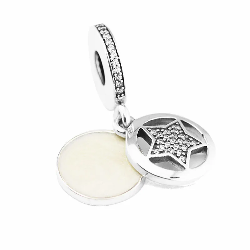 

Friendship Star Dangle Charms for Bracelets Clear CZ 925 Sterling Silver Jewelry Fashion Silver Enamel Charms for Jewelry Making