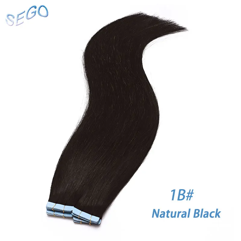 SEGO, 1"-24", 3 г/шт., натуральные человеческие волосы, лента для наращивания, клейкая, бесшовная, не Реми, кожа, уток, лента для наращивания волос, 20 шт