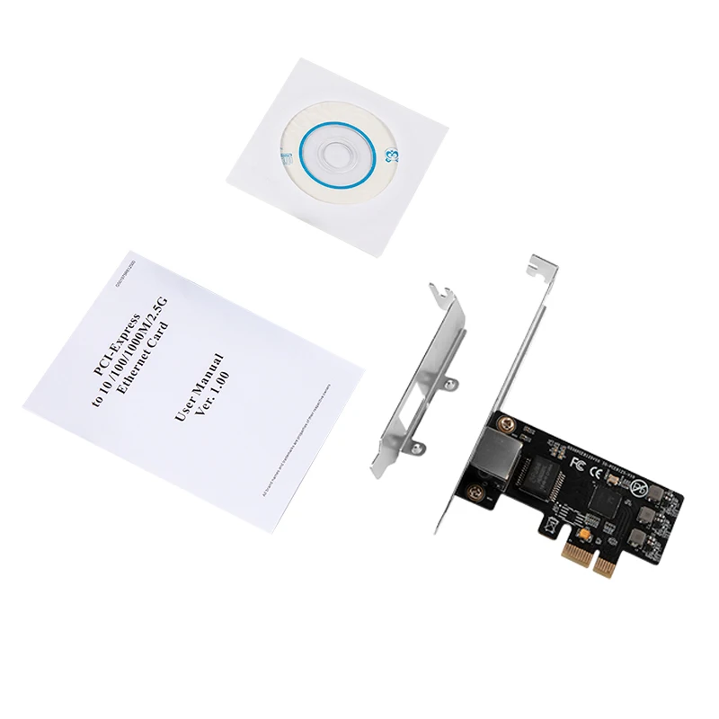 

Network Card PCI Express X1 RJ-45 Port 2.5G/1000M/100M/10M Gigabit Ethernet Adapter Wired Network LAN NIC Card for Deaktop Win10