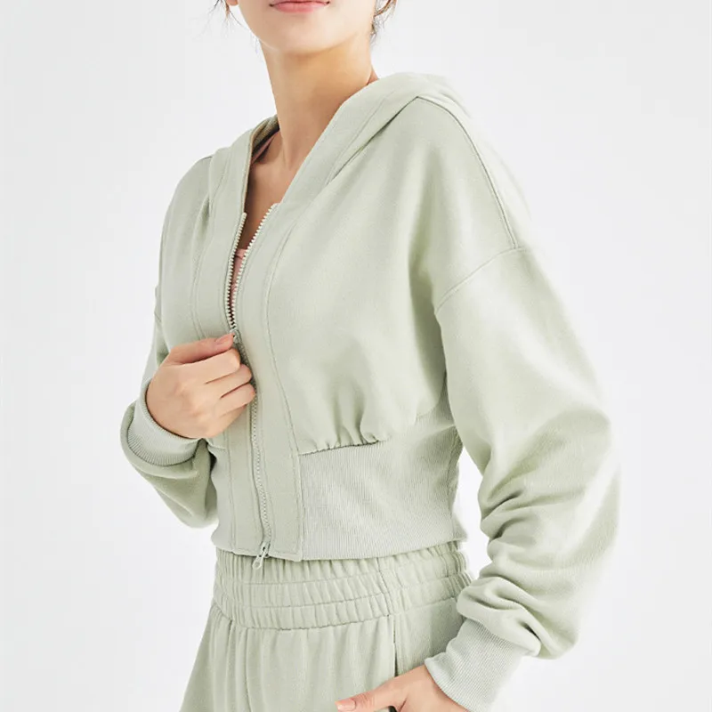 

Осенняя свободная Спортивная толстовка с капюшоном, Женская пикантная свободная приталенная куртка с длинным рукавом для бега и фитнеса, к...