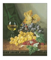 fruit still life grapes glass clear picture cross stitch kits top quality counted 14ct unprinted embroidered handmade art decor