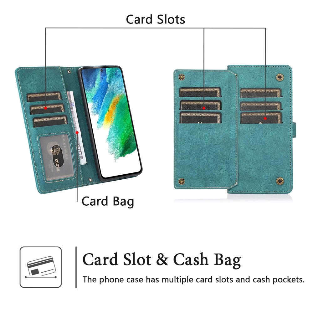 Leather Flip Case For Samsung Galaxy S22 S21 S20 FE S10 E S9 S8 Note 20 10 9 8 Plus Ultra S7 Edge Wallet Card Phone Bags Cover