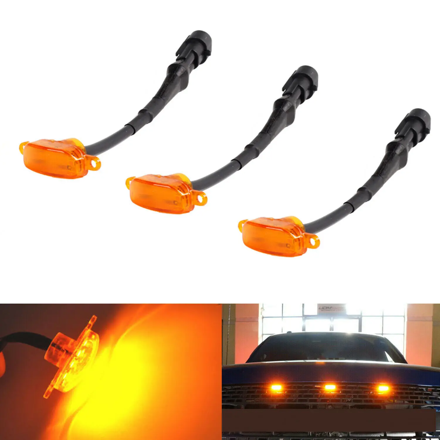 3x желтый светодиодный фонарь на переднюю решетку DRL подходит для Ford Raptor белая