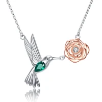 925 sterling silver hummingbird necklace rose pendant free shipping for mother women fine fashion jewelry famous brand