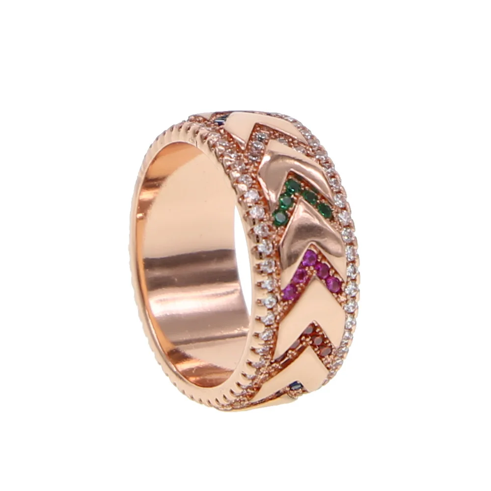 2021 Classic dainty cz band Wedding Ring for women gold Color metal US size 6 7 8 colorful paved wide chunky classic jewelry | Украшения и