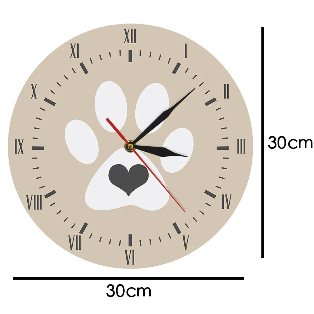 

Cute Puppy Footprint Pattern Hanging Clock Dog Palm Print Fashion Wall Decoration Wall Clock Cool Hanging Clock