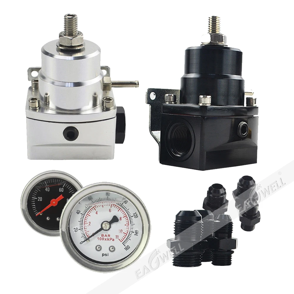 

AN8 High pressure fuel regulator w/ boost - 8AN 8/8/6 EFI Fuel Pressure Regulator with gas gauge Vacuum boost port