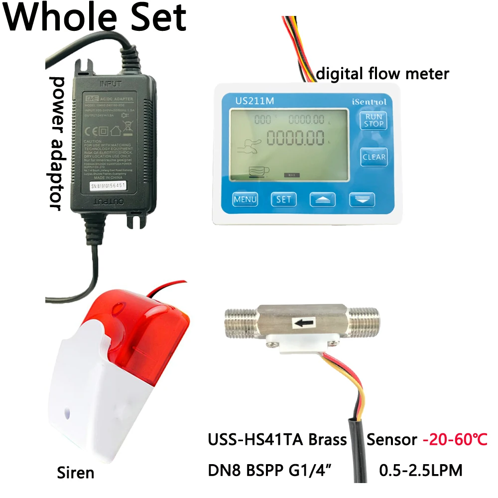 US211MA труба водостопорная тревожная система цифровой расходомер и SUS304 60 ℃ Датчик