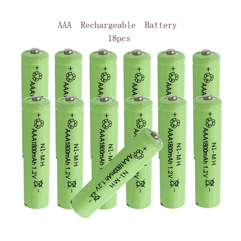 

18pcs AAA 3A 1.2V 1800mAh Ni-MH Rechargeable Battery Nickel-Metal Hydride Batteries for Remote Control Toy