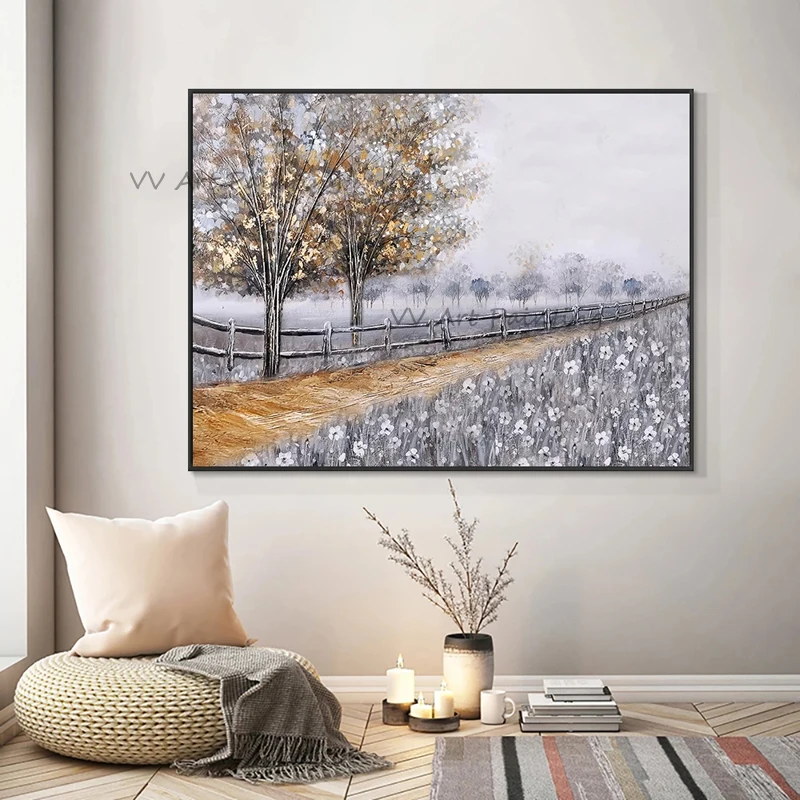 

The Hand Painted Landscape Oil Paintings on Canvas Abstract Nature Road Wall Picture for Bed Room Hotel Decor Artwork Frameless