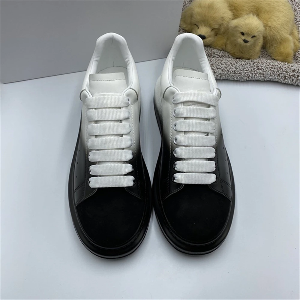 

Gradient Women Sneakers Genuine Leather Lace Up Women Casual Shoes Runway Low Top Women Flats Loafers Platform sneakers Women 42