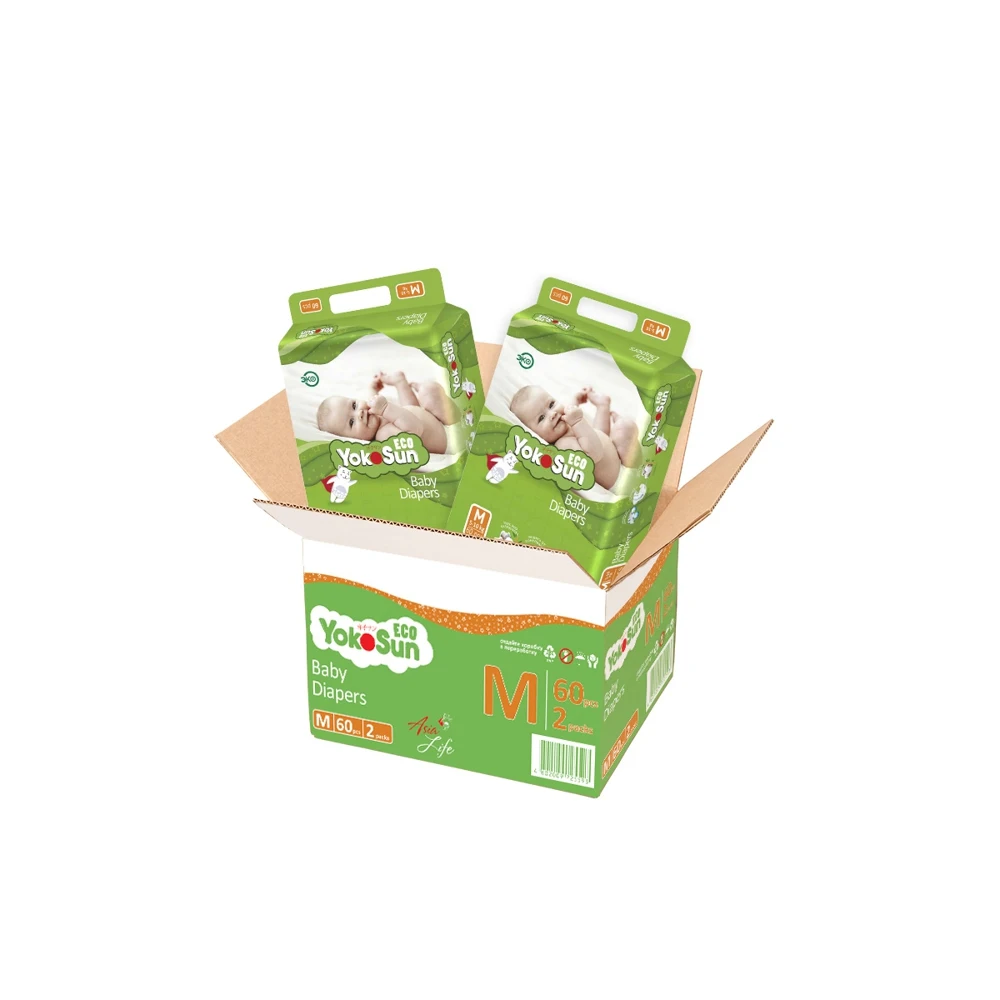 Подгузники Yokosun Eco Megabox размер M (5 10 кг) 120 шт|Одноразовые подгузники| |