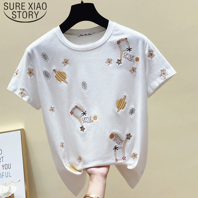 Рубашка женская повседневная с вышивкой удобный топ коротким рукавом одежда 2021