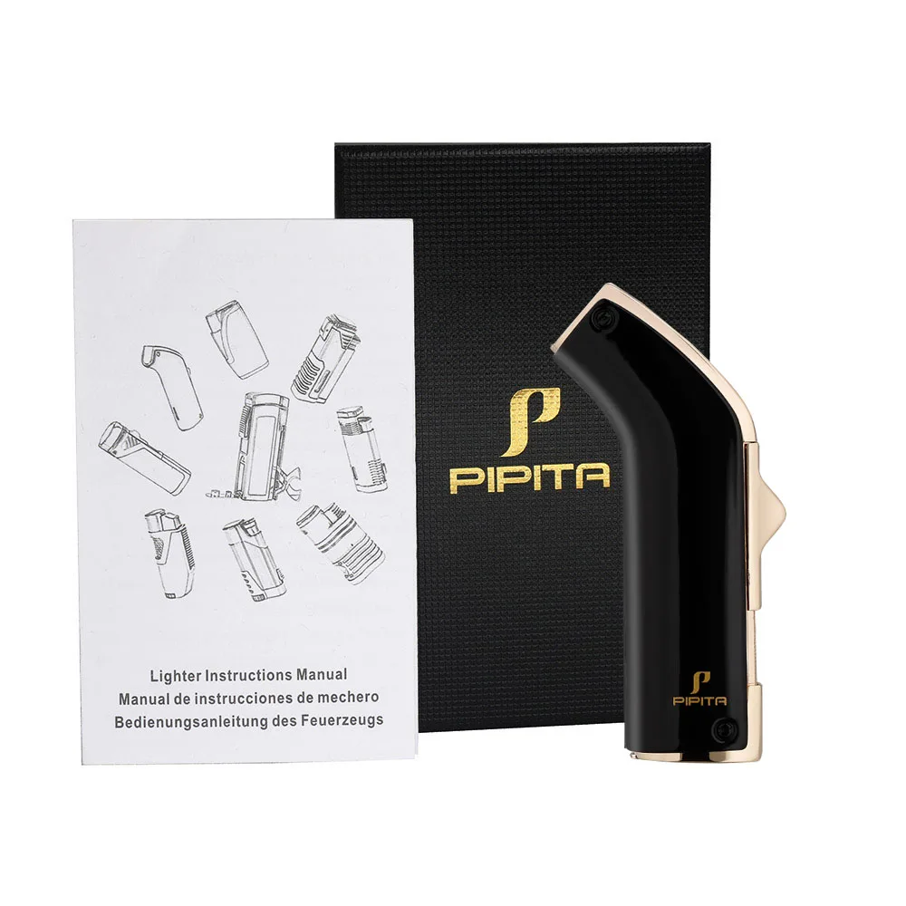 

PIPITA Fashion High-Grade Metal Windproof Lighter Torch Jet Flame Refillable Blue Flame Inflatable Double Flame Cigar Lighter