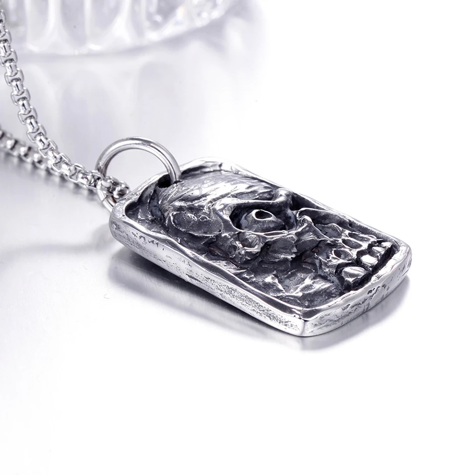 Бирки с черепом подвеска ожерелье для мужчин хип-хоп уличная культура титановая