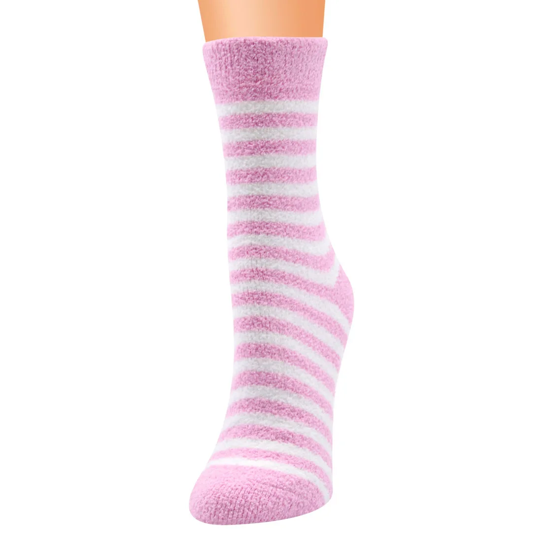 One Size Fit All Middle Tube High Quality Ankle Size Striped Coral Fleece Velvet Socks For Women And Girls