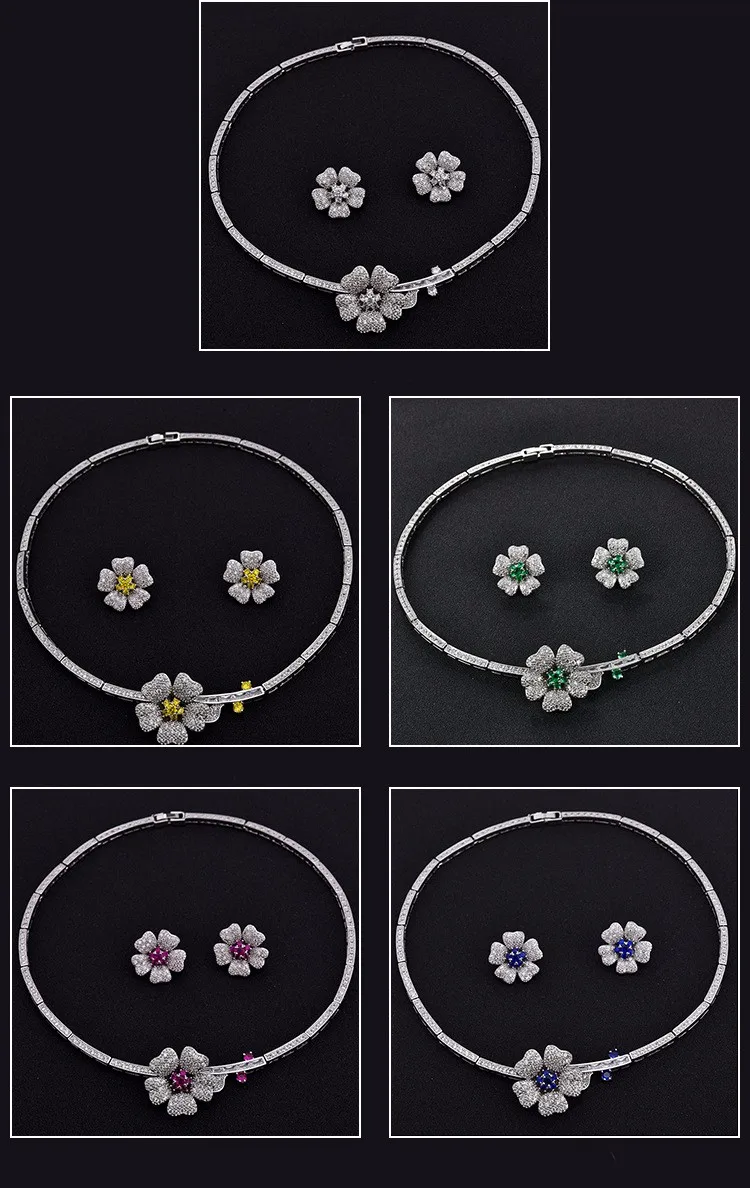 Изысканный свадебный набор украшений в форме цветка bijoux mariage с большим цирконием