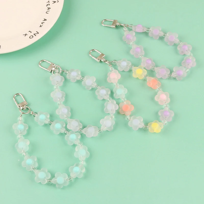 

Creative Candy Color Flower Keychains For Women Keyring Car Keychain Bag Backpack Decor Case Pendent Graduate Gifts Lanyards