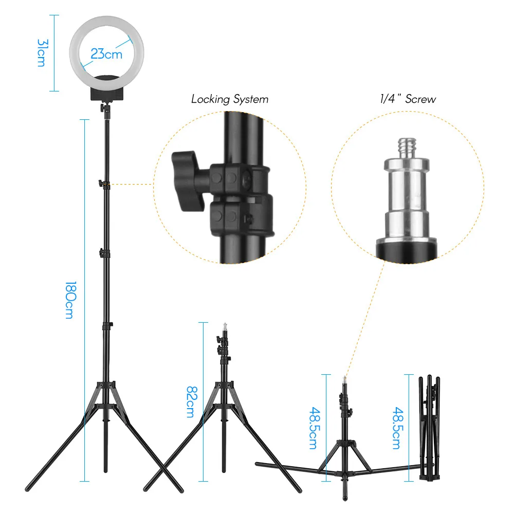 Портативное кольцо-держатель для телефона 12 Дюймов 30 Вт 3200K-5600K LED студийной