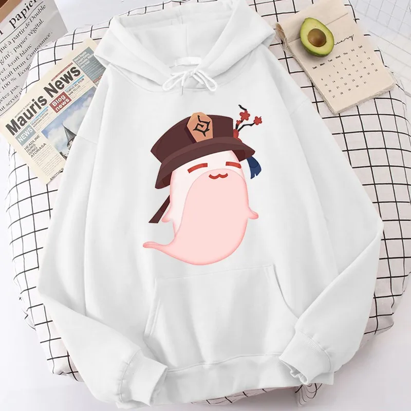 

Толстовка с капюшоном в стиле аниме Genshin Impact, толстовка с рисунком Призрака и длинным рукавом, повседневный Свободный пуловер Genshin Impact Game