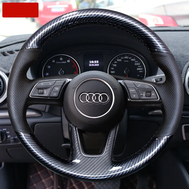 

DIY ручной работы Руль крышка подходит для Audi a4l a6l a3 a5 q3 q5l q2l q7 кожа замша углеродное волокно-трость с защитным козырьком