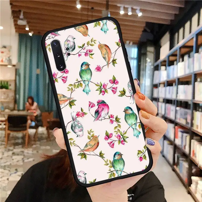 

Hand-painted flowers bird Phone Case For Samsung A50 A51 A71 A20E A20S S10 S20 S21 S30 Plus ultra 5G M11 funda cover