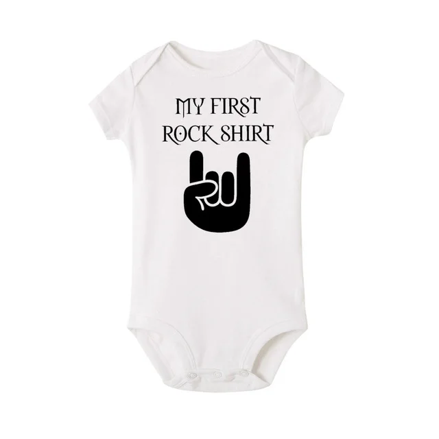 My First Rock Shirt Baby Short Sleeve Cotton Bodysuit Cute Boy Clothes Jumpsuit Infant Outfit Body | Детская одежда и обувь
