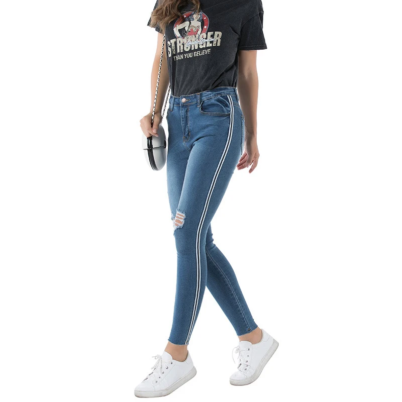 CHRLEISURE женские обтягивающие джинсы джинсовые брюки с дырками узкие повседневные