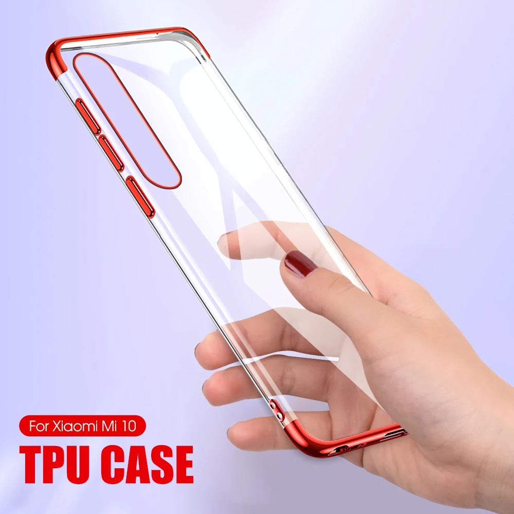 Мягкий прозрачный чехол с гальваническим покрытием для Xiaomi Mi Note 10 Lite Mi9 Pro из ТПУ